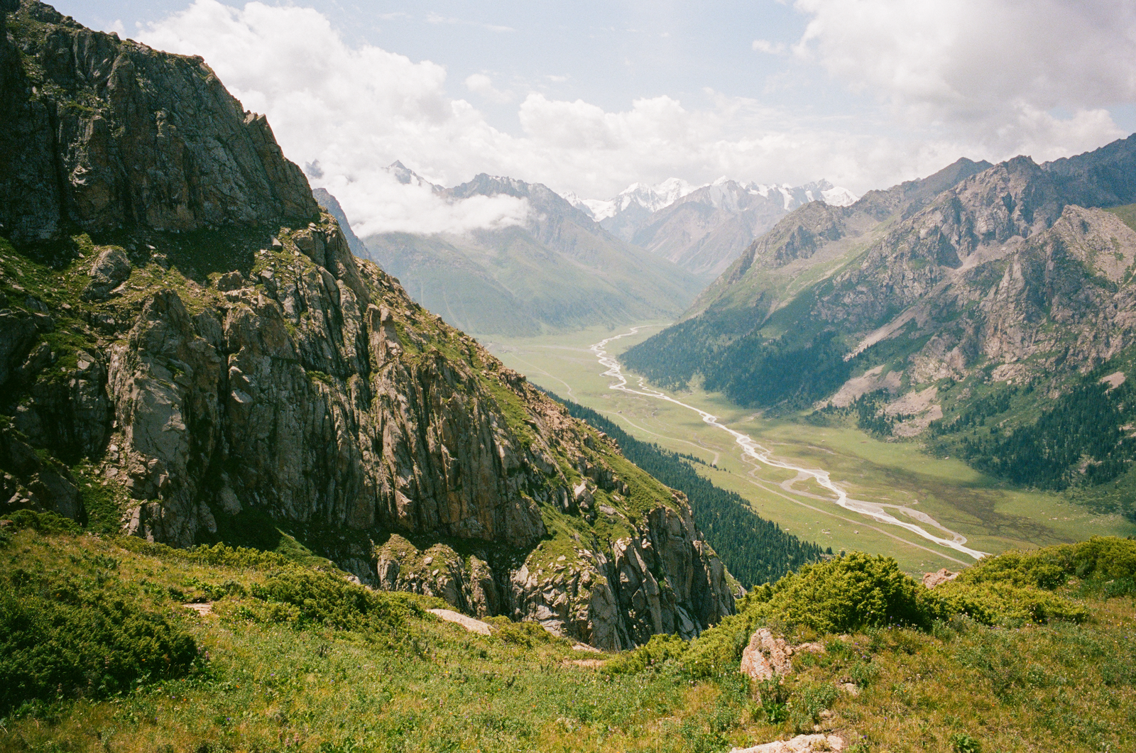 green mountain valley seen from a ridge